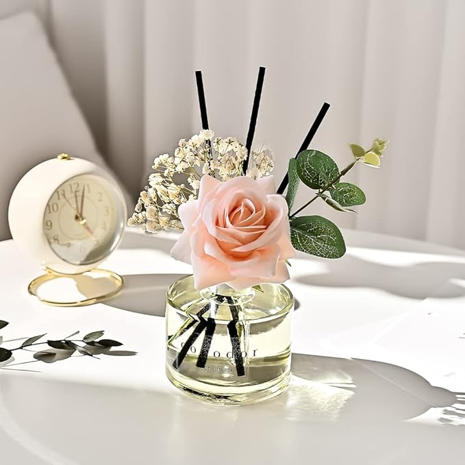 COCODOR Rose Flower Reed Diffuser/White Jasmine/6.7oz/1Pack / Home Fragrance Scent Essential Oil Stick Diffuser for Bedroom Bathroom Home Decor for Women