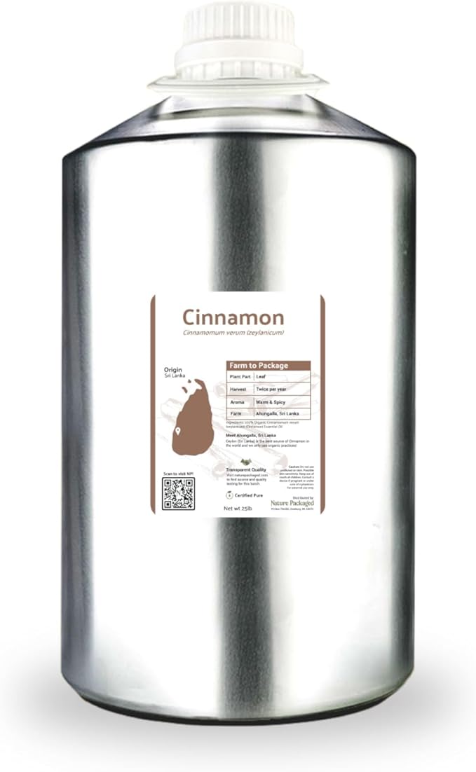 Cinnamon Essential Oil - Direct from Sri Lankan Essential Oils - 100% Pure - Natural Aceite de Canela for Aromatherapy & Wellness - Premium Grade (22lbs)