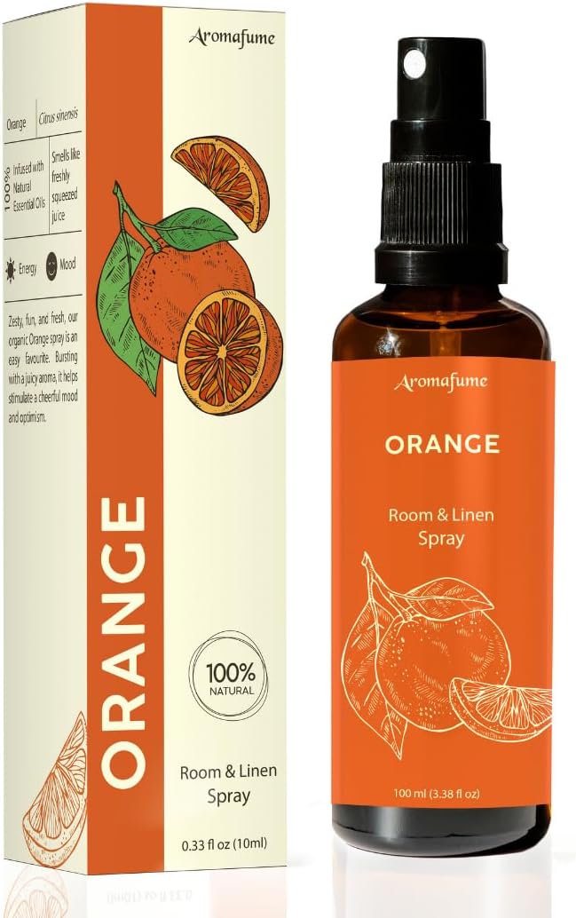 Orange Room, Linen & Pillow Spray by Aromafume | 100ml/3.38 fl oz | with Pure Orange Essential Oil | Aromatherapy Spray | Mist for Bedding, Fabrics