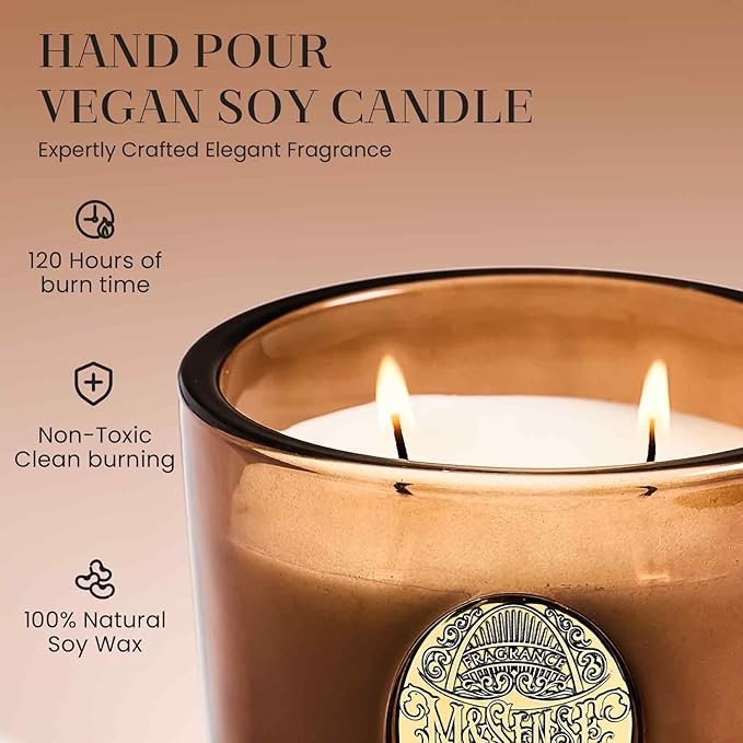 M&SENSE Large Two-Wick Soy Candle | Espresso Hot Fudge & Brown| 19.8 oz, 120H Burn Time | Luxury Scented Candle for Relaxation, Gifting, Home Décor | Ideal for Bedroom, Office, Party Ambiance