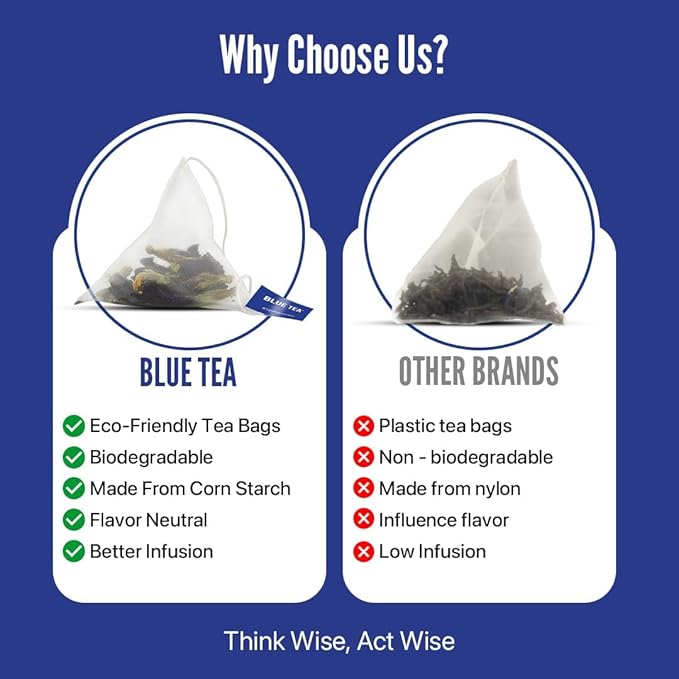 BLUE TEA - Butterfly Pea Flower Tea - Chamomile - 30 Count - Pyramid Plant Based Tea Bag | ANTIOXIDANT RICH | Caffeine Free - Flower Based - Calming Tea - Non-Bitter - Non-GMO | Tin Packaging