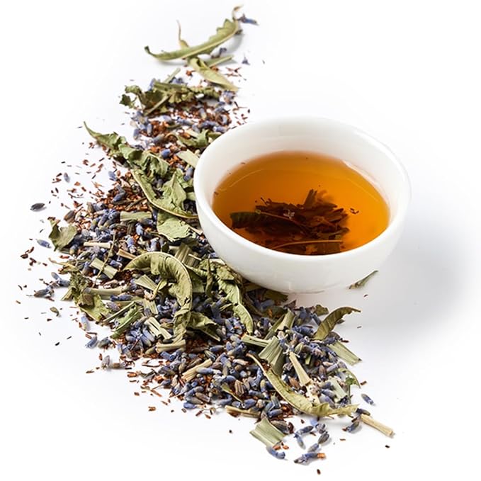 EZR Leaf Lemon Verbena Herbal Tea – Caffeine-Free Relaxing Blend with Lavender, Rooibos & Lemongrass, Soothing BedtimeTea Canister 1.76 Ounce