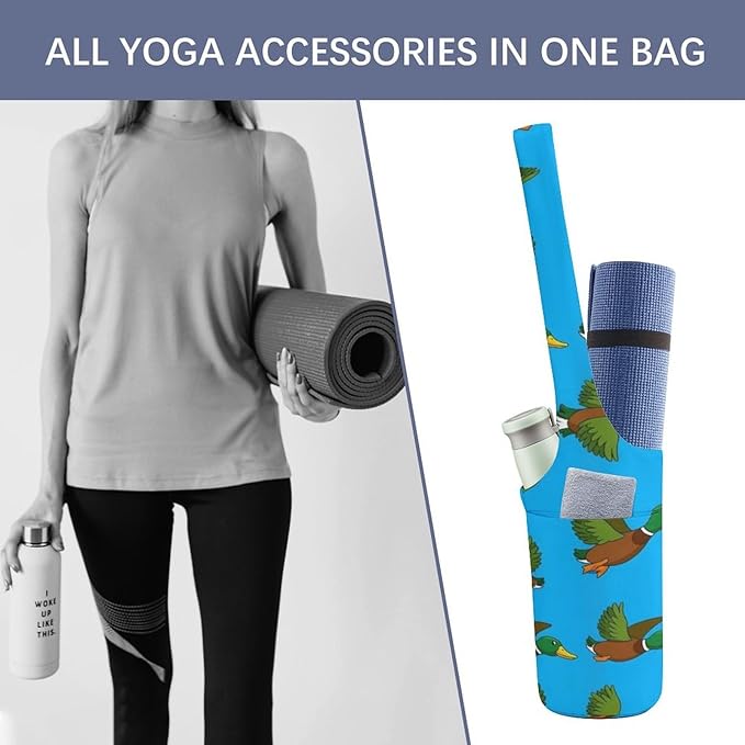 Aiyoolee Spacious Yoga Mat Storage Bag Single Shoulder Portable Carrier with Pocket for Gym Yoga Fitness