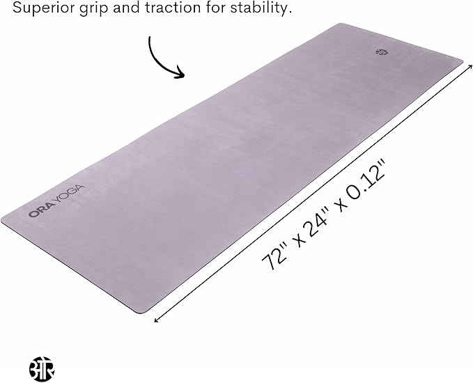 ORA YOGA Non-Toxic Premium Suede Large Workout Mat - 3mm Thick With Strap - Eco-Friendly Exercise Mat for Women & Men - Non-Slip for Pilates, Gym, Home Workout