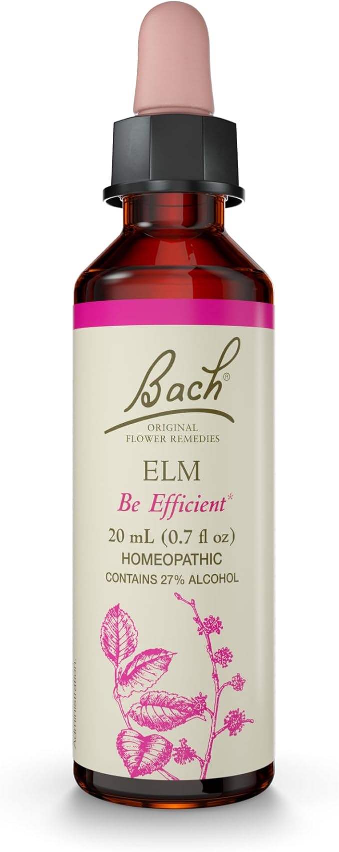 Bach Original Flower Remedies, Elm - Be Efficient - Natural Homeopathic Flower Essence for Emotional Balance - Vegan, Gluten Free, Sugar Free - 20mL Dropper