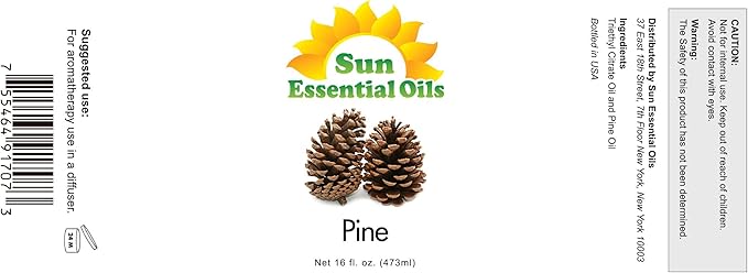 Sun Essential Oils – Pine Essential Oil 16 oz Bulk for Diffuser, Skin, Aromatherapy Massage, Humidifier, Forest Pine Scented Oil for Candle, Lotion & Soap Making, Room Fragrance