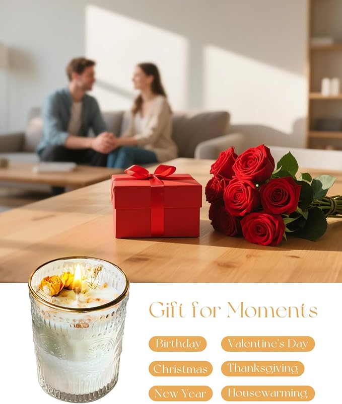 Jasmine Scented Candle, 36 Hours Long-Lasting, Natural Soy & Beeswax Glass Jar Candle, Fragrant Home Decor for Women, Perfect for Relaxation, Romance, and Gifts