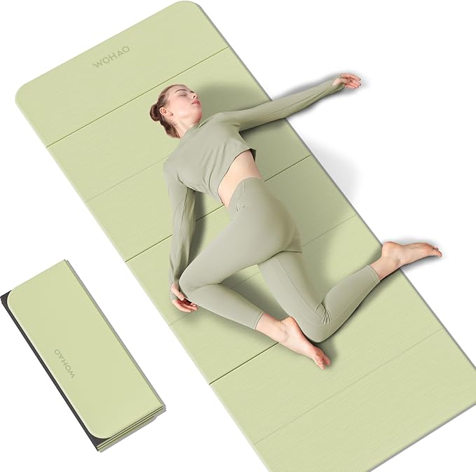 WOHAO 7-Fold Yoga Mat 70"x24" - 1/2 Inch Thick Folding Exercise Mat, Compact Non-Slip TPE Mat for Travel, Storage, Yoga & Home Gym, Lightweight & Portable
