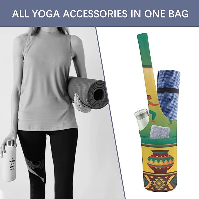 Aiyoolee Yoga Mat Bags, Large Tote Yoga Mat Carrier Holder with Water Bottle Pocket, Adjustable Shoulder Strap Storage Bag