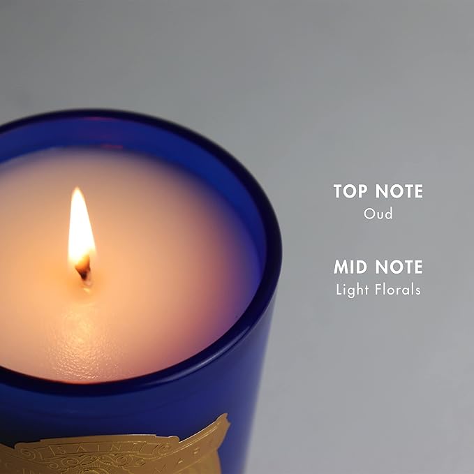 SAINT Virgin Mary of Guadalupe Scented Candle with Prayer and Prayer Coin, Soy Coconut Aromatherapy Candle with 80 Hour Burn Time, Special Edition, Blue