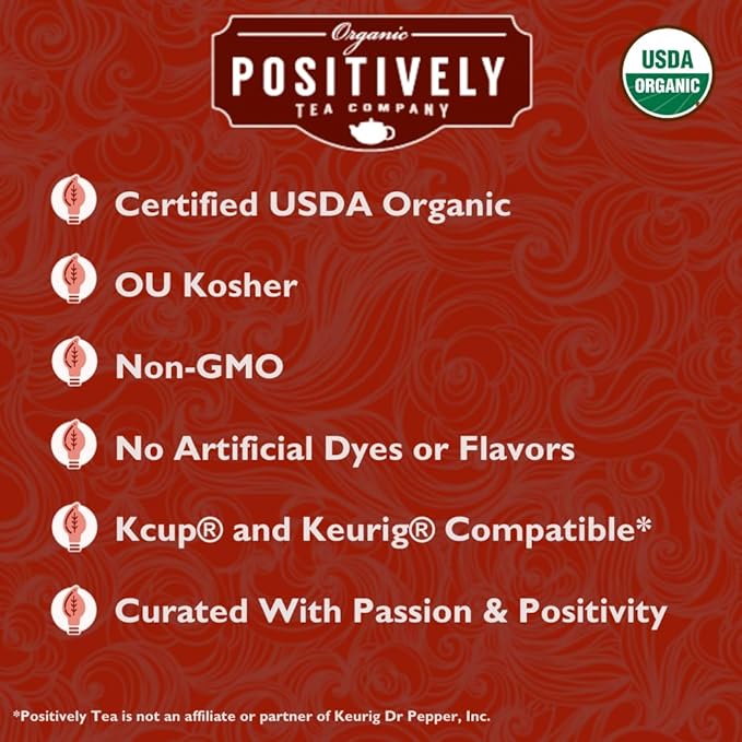 Organic Positively Tea Company, English Breakfast Black Tea, K-Cup Compatible, 24 Pods