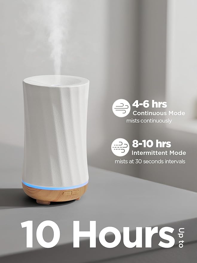 InnoGear 150ml Ceramic Oil Diffuser, Handcrafted Stone Essential Oil Diffuser Aromatherapy Diffusers Ultrasonic Cool Mist Humidifier Vaporizor with 2 Mist Modes for Room Home, White Twist Ceramic