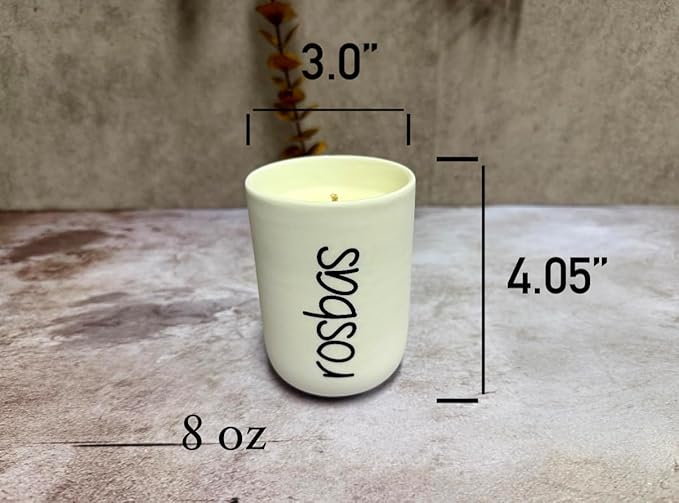 Rosbas Candle, Black Raspberry Vanilla Scented, Natural Soy Wax, White Ceramic Jar, 8 oz, Cotton Wick, Gift Box, Long Burn Time, Home, Non-Toxic,Handmade in USA