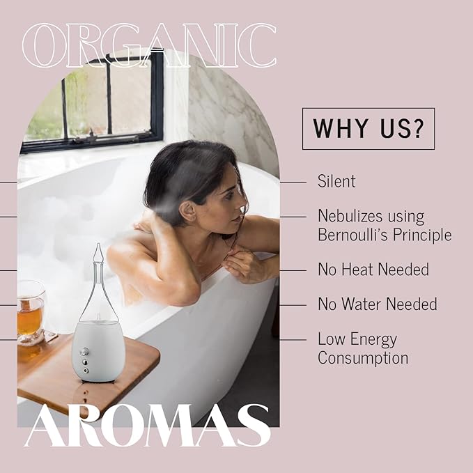 Raindrop 3.0 Nebulizing Diffuser for Essential Oil/Aromatherapy by Organic Aromas with Touch Sensor and MagConnect-Style Electrical Cord and Adapter. (White)