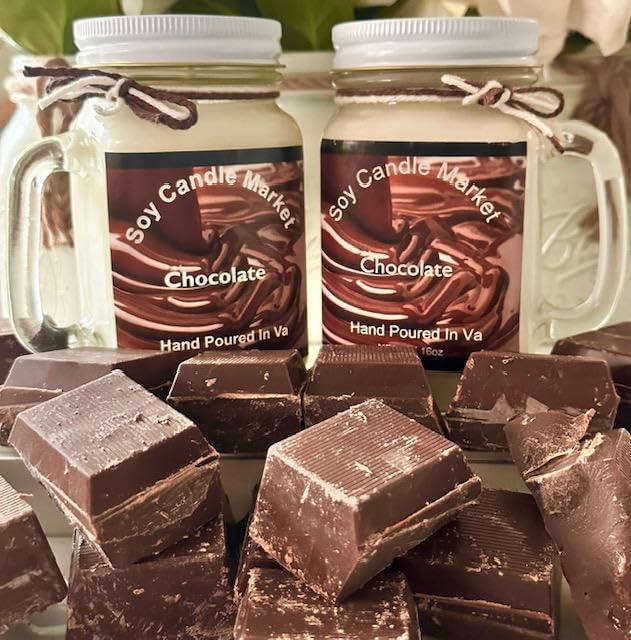 Soy Scented Candles | Handmade & Highly Aromatic Candles Burns Upto 85 Hours in Glass Jar - Perfect for Home Decor, Wedding, Birthday, Dinner (Chocolate, 12 oz)