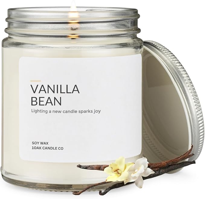 1OAK Vanilla Bean Candle - Vanilla Candles for Home - Soy Wax Scented Candles - Hand-Poured (7oz.)