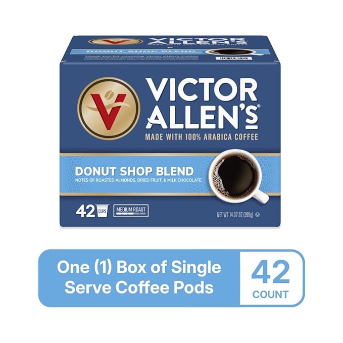 Victor Allen's Coffee Donut Shop Blend, Medium Roast, 42 Count, Single Serve Coffee Pods for Keurig K-Cup Brewers