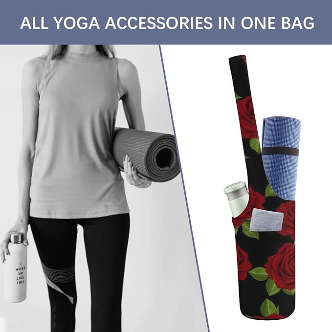 Meaudiwes Stylish Yoga Mat Bags Sports Yoga Totes Fits Most Size Mats Exercise Mat Carrier Storage Bag Yoga Gifts for Women