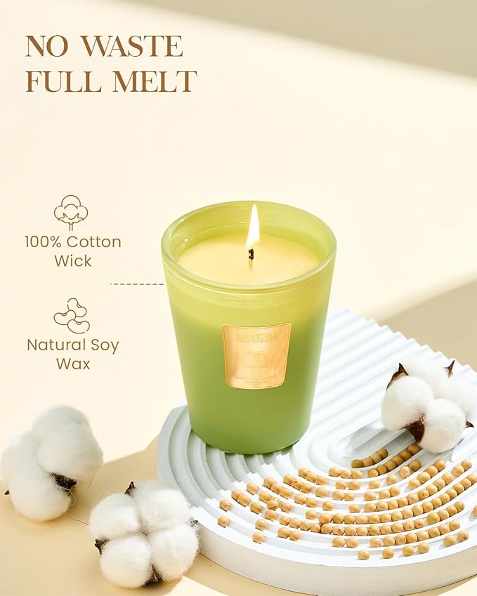 M&SENSE Basil Ginger Scented Natural Soy Wax Candle, 14.1oz 60 Hours Long Lasting Slow Burning Candles for Home Decor, Aromatherapy Candle for Stress Relief