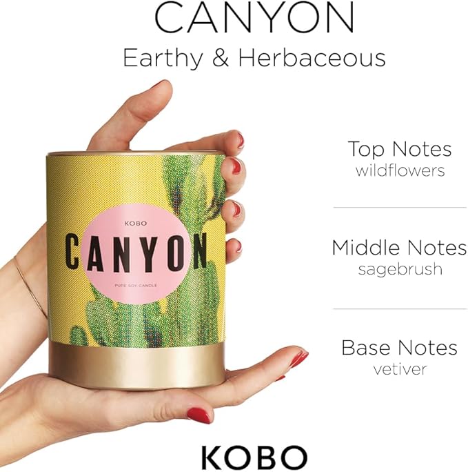 KOBO Canyon Scented Candle for Home (11 oz) – 100% Pure Soy Candle – 80-Hour Long-Lasting, Clean Burn Time – All Natural, Vegan, Non-GMO