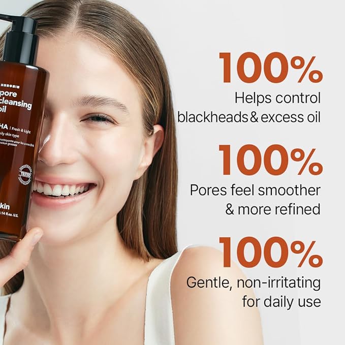 Hanskin BHA Pore Cleansing Oil, Gentle Blackhead Cleanser and Makeup Remover for Combination and Oily Skin, Korean Skincare [BHA/10.14 oz]