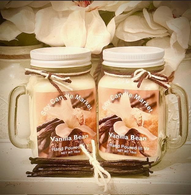 Soy Scented Candles | Handmade & Highly Aromatic Candles Burns Upto 85 Hours in Glass Jar - Perfect for Home Decor, Wedding, Birthday, Dinner (Vanilla Bean, 16 oz)