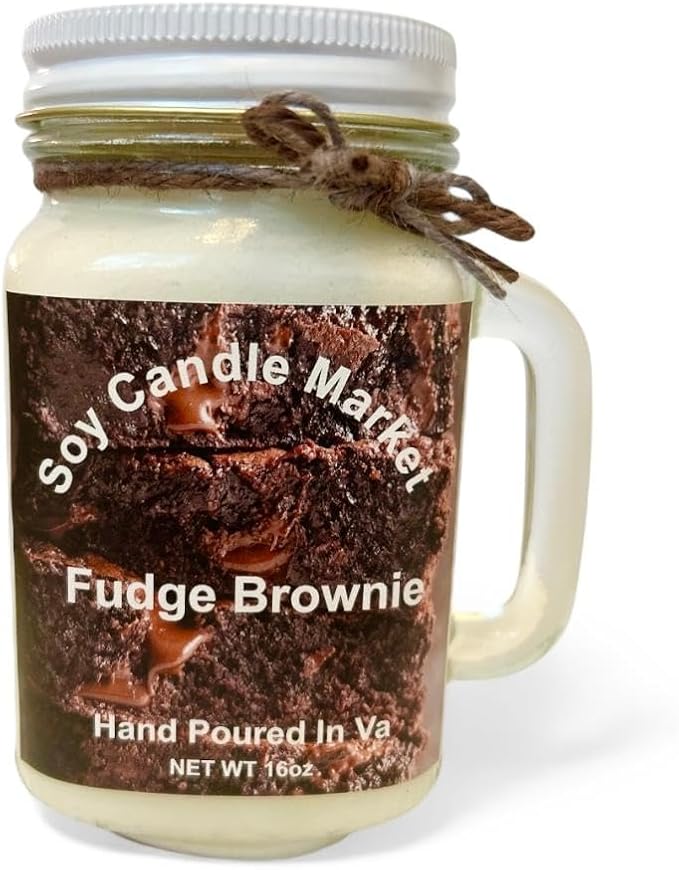 Soy Scented Candles | Handmade & Highly Aromatic Candles Burns Upto 85 Hours in Glass Jar - Perfect for Home Decor, Wedding, Birthday, Dinner (Fudge Brownie, 16 oz)