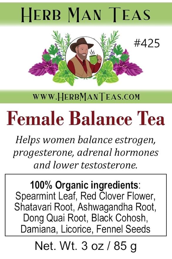 FEMALE HORMONE BALANCE TEA - Balances female and adrenal hormones formulated by master herbalist Khabir -100% Organic, Non-GMO