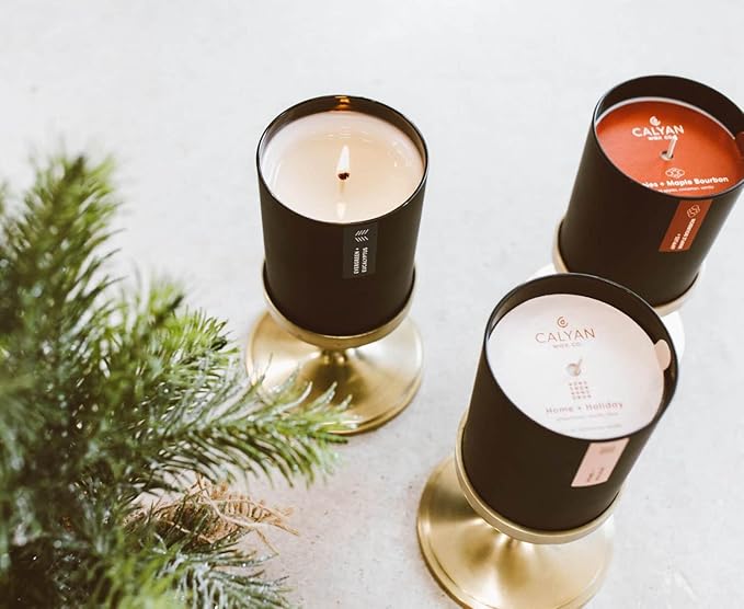 Calyan Wax Co. Home & Holiday Scented Candle - 75 Hour Burn - Luxury Non Toxic Soy Wax Candles - Long Lasting Black Tumbler Jar Candle for Home - 10.2oz