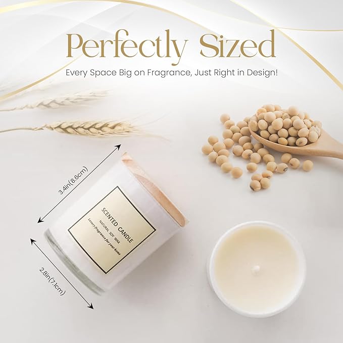 Candles Gifts for Women – 4 Pack Scented Soy Candles Gift Set with Mint, Jasmine, Rose & Caramel – Non Toxic Soy Wax Candle Set with Wooden Lids for Home Décor, Relaxation & Gifting