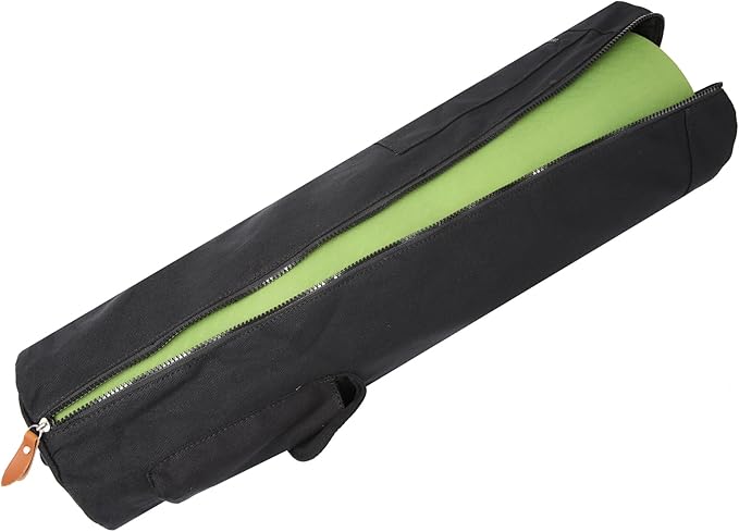 ELENTURE Canvas Yoga Mat Bag with Adjustable Strap & Pockets, Full-Zip Travel Gym Tote for Women & Men, Fits 1/4" & 1/3" Thick Mats, Lightweight Carrier for Yoga, Workout, Outdoor Use