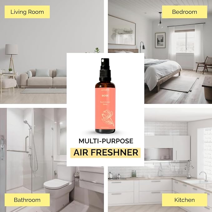 Rose Room, Linen & Pillow Spray by Aromafume | 100ml/3.38 fl oz | with Pure Rose Essential Oil | Aromatherapy Spray | Mist for Bedding, Fabrics