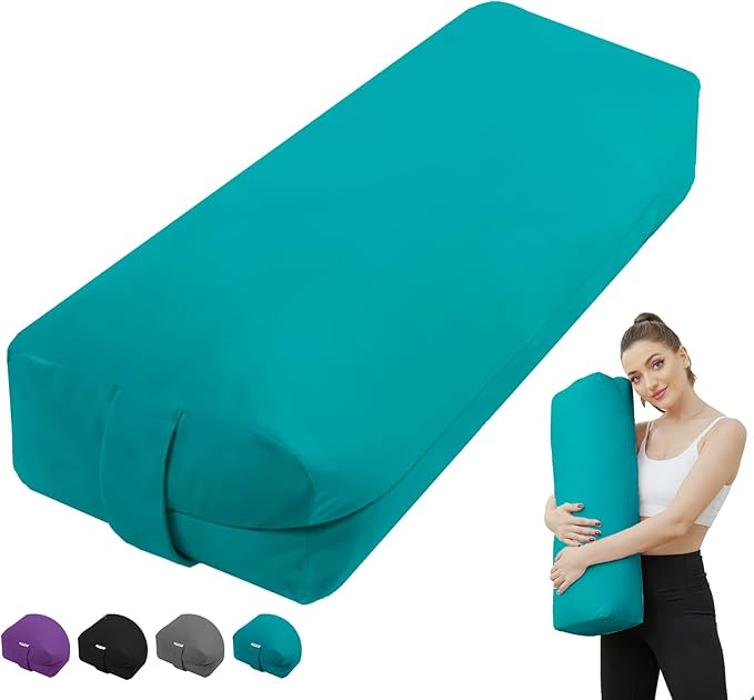 TokSay Rectangular Yoga Bolster Pillow, Meditation Pillow for Yin & Restorative Yoga, Filled with Wasted Sponge