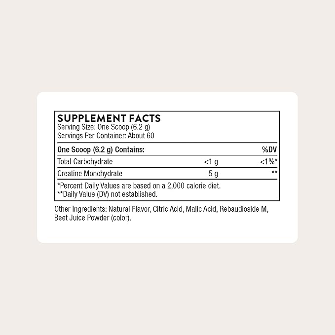 THORNE Creatine - Micronized Creatine Monohydrate Powder - Support for Muscles & Cognitive Function* - for Women & Men - Strawberry - NSF Certified for Sport - 5 g per Serving - 60 Servings