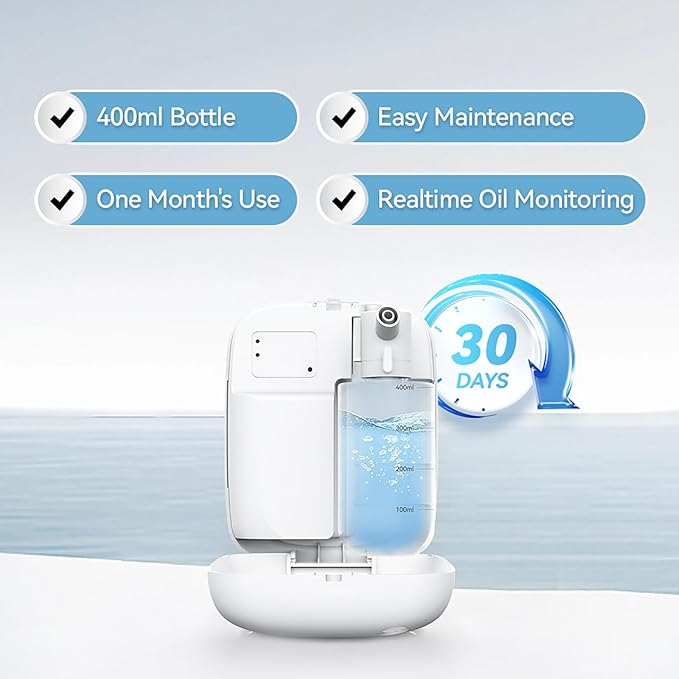 Upgraded Waterless Essential Oil Diffuser, Scent Air Machine for Home Cover Up to 2000 sq.ft, Scent Diffuser 400ML, Hotel and Commercial Use, Cold-Air Tech for Spa, Office