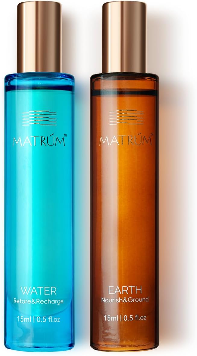MATRUM Deep Sleep & Inner Calm Essential Oil Roll On Set, 100% Pure Aromatherapy Oils for Sleep, Anxiety & Stress Relief, Water & Earth Relaxing Duo, 1 Fl Oz