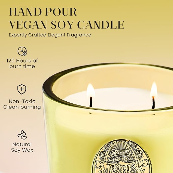 M&SENSE Large Two-Wick Soy Candle | White Tea Sage & Matcha Green | 19.8 oz, 120H Burn Time | Luxury Scented Candle for Relaxation, Gifting, Home Décor | Ideal for Bedroom, Office, Party Ambiance