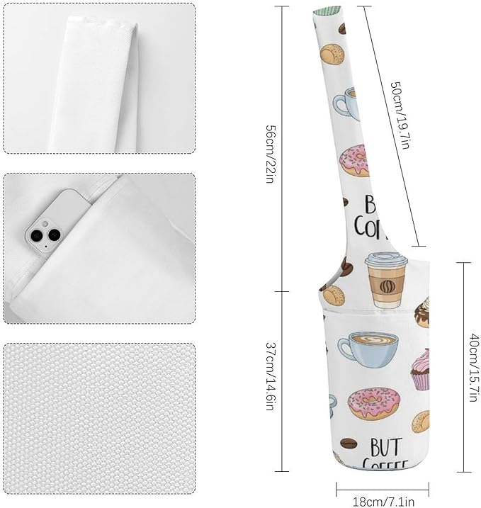 Meaudiwes Large Yoga Mat Bag with Long Strap for Women Yoga Accessories Sports Storage Bags Exercise Mats Tote Sling Carrier Bag