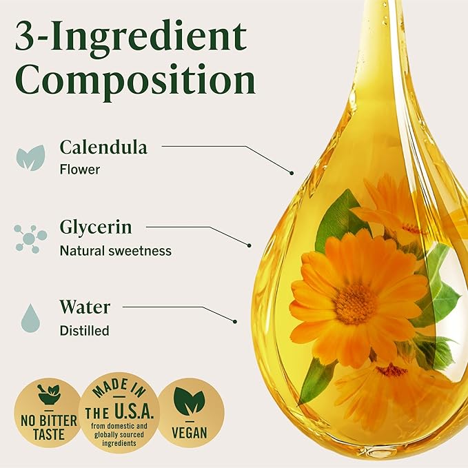HERBAMAMA Calendula Tincture - Vegan Antioxidant & Detox Support with Calendula Extract Drops - Non-GMO, Alcohol & Sugar-Free Liquid Supplement, 42-Day Supply