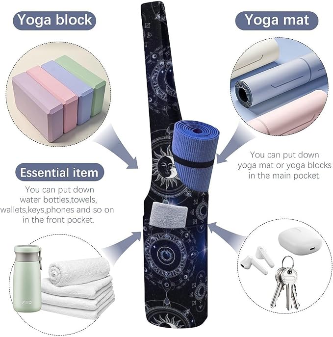 Meaudiwes Stylish Yoga Mat Bag for Women Exercise Mat Holder with Shoulder Strap Yoga Mats Totes Sports Storage Bag