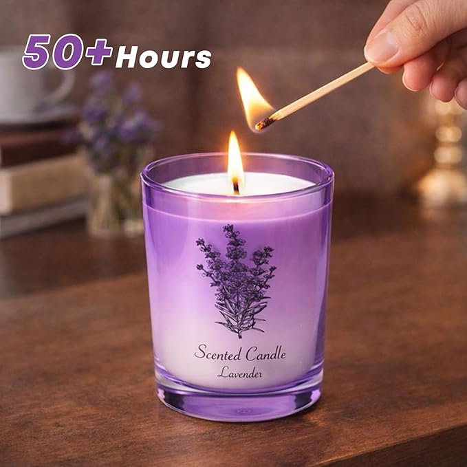 Valentine’s Day Gift for Girlfriend & Wife – Lavender Soy Candle for Relaxation & Romance, Anniversary Couple Gifts, Home Scented Aromatherapy Candle