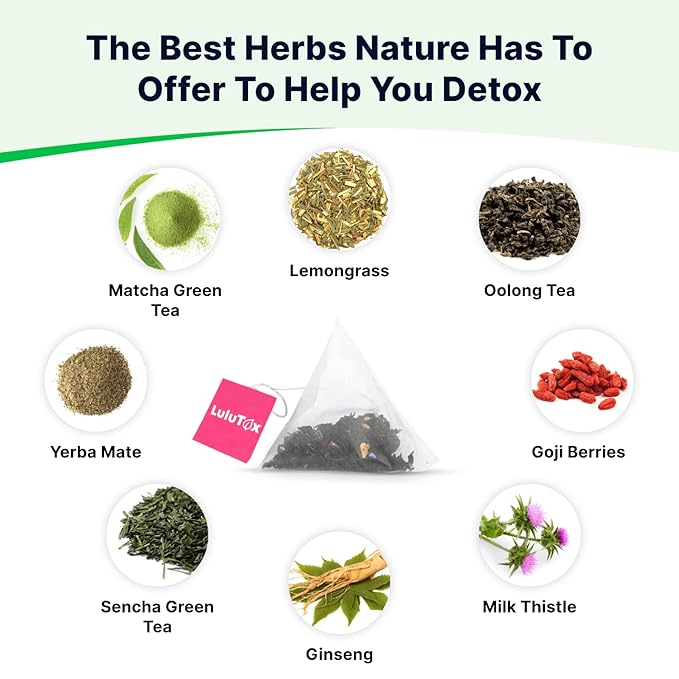 LULUTOX Detox Tea - Herbal Blend with Dandelion, Ginseng, and Ginger - Supports A Healthy Weight, Digestive Health - Vegan, All Natural, Laxative-Free - Peach Flavor (3 Pack x 28 Servings)
