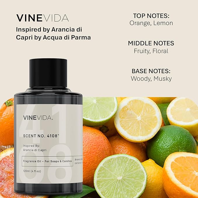 VINEVIDA [10mL] Arancia di Capri Fragrance Oil for Candle Making - Natural Candle Oil Scents - Soap Making Essential Oil - Made in USA