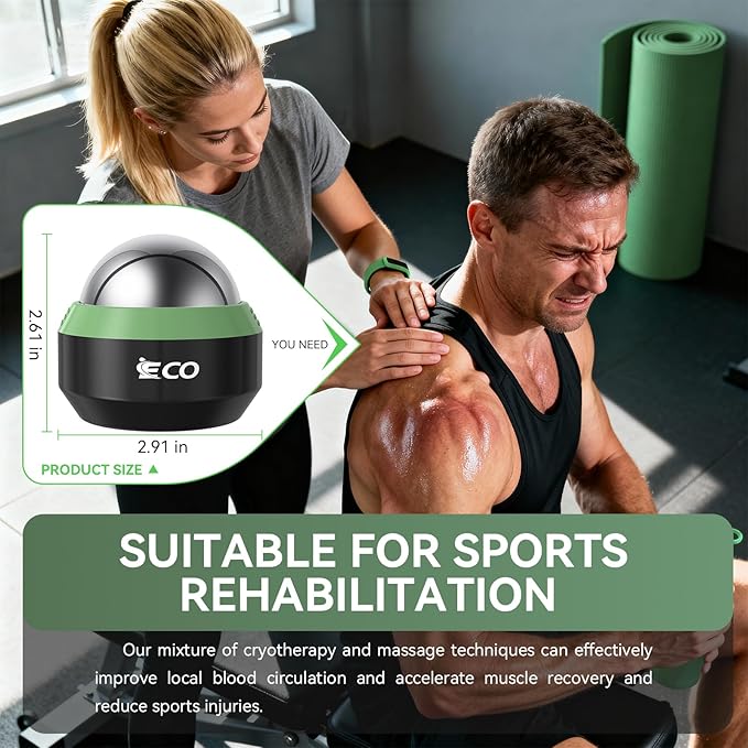 iECO Cryosphere Cold Massage Roller Ball - Massage Ball for Cold & Heat Relief, Myofascial Release, Trigger Point Therapy, Muscle Knots - Deep Tissue Ice Massager