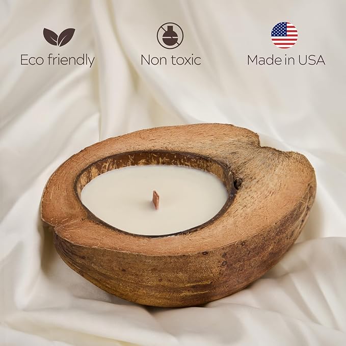 – Set of Non-Toxic Scented Candles Clearance | Coconut Candle with Wooden Wick | Candles for Home Scented & Candle Décor (Coffee on The Shores of Bali)