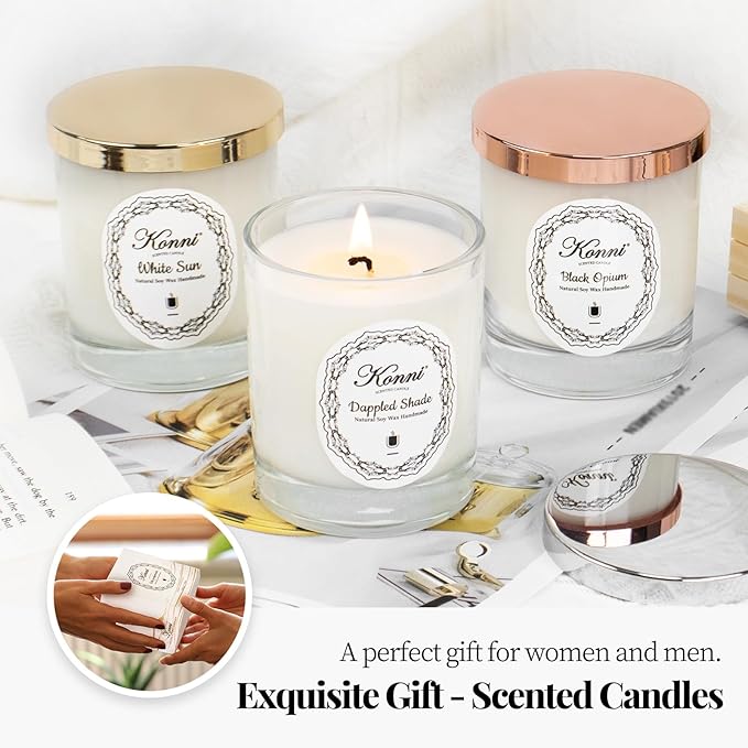 KONNI Scented Candles,Jar Candle,Aromatherapy Candle, Soy Wax Candles,7.4oz,40H Burn Time, Candle Gift for Women & Men Christmas Birthday Mom Best Friends（Dappled Shade）