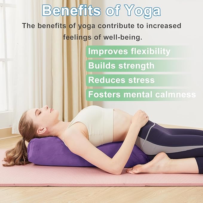 TokSay Rectangular Yoga Bolster Pillow, Meditation Pillow for Yin & Restorative Yoga, Filled with Wasted Sponge