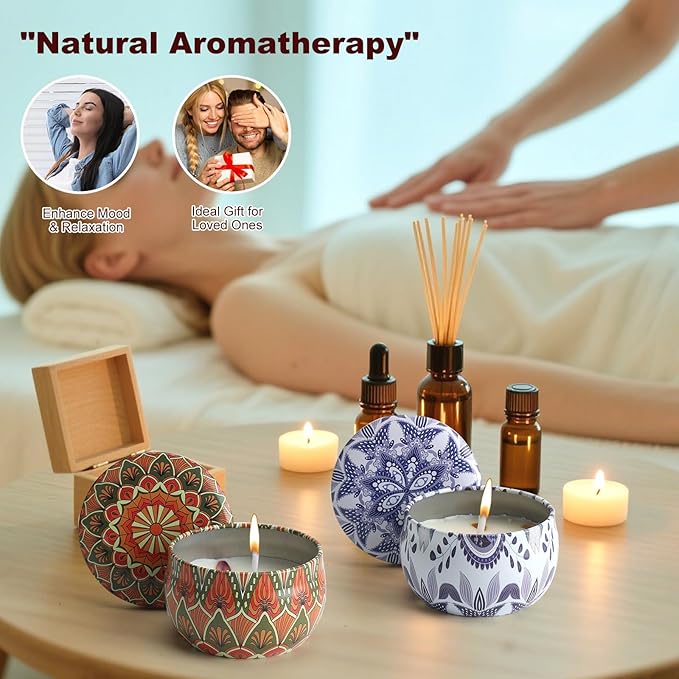9-Piece Scented Candles for Home │ Soy Wax Aromatherapy Set with Lavender, Rose, Jasmine, etc. Plant Essential Oils & Dried Flowers │ Birthday Gifts for Women, Yoga, Mother's Day,Relaxation & Healing