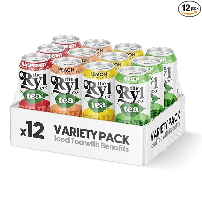 Ryl Iced Tea, Variety Pack, Antioxidant Superblend, No Artificial Ingredients, 16.0 Fl Oz (12-Pack)