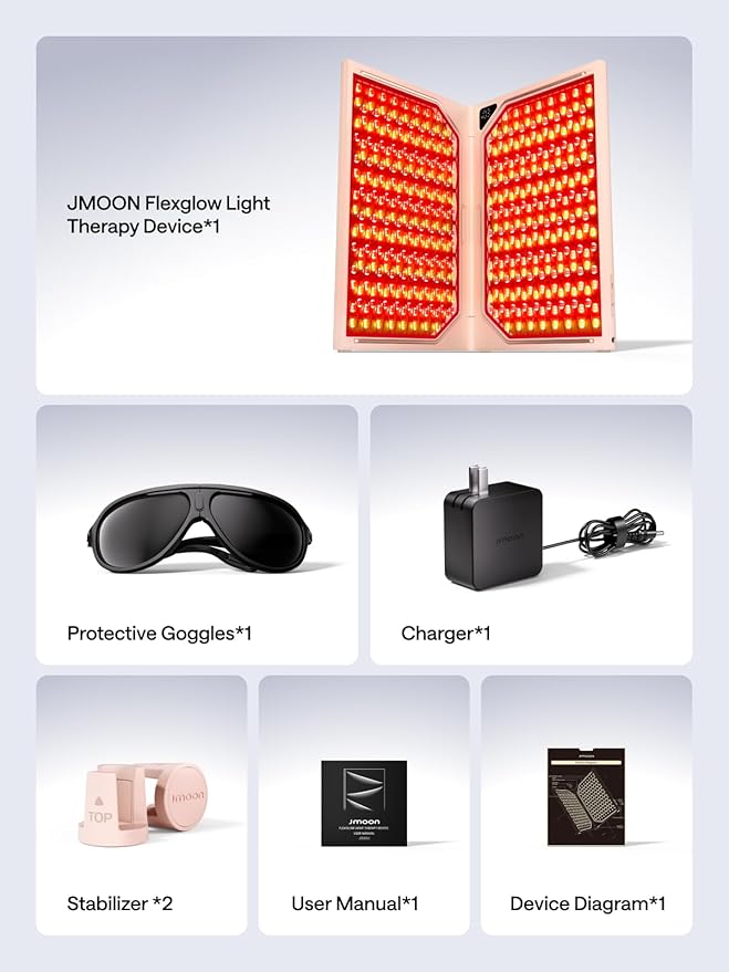 JMOON Medical-Grade Foldable Red Light Therapy for Face, Anti-Wrinkle with Red & Near-Infrared Light Therapy, Treats Acne with Blue & Red Light | 3 Modes, 1040 cm² Larger Area, 464 High-Intensity LEDs